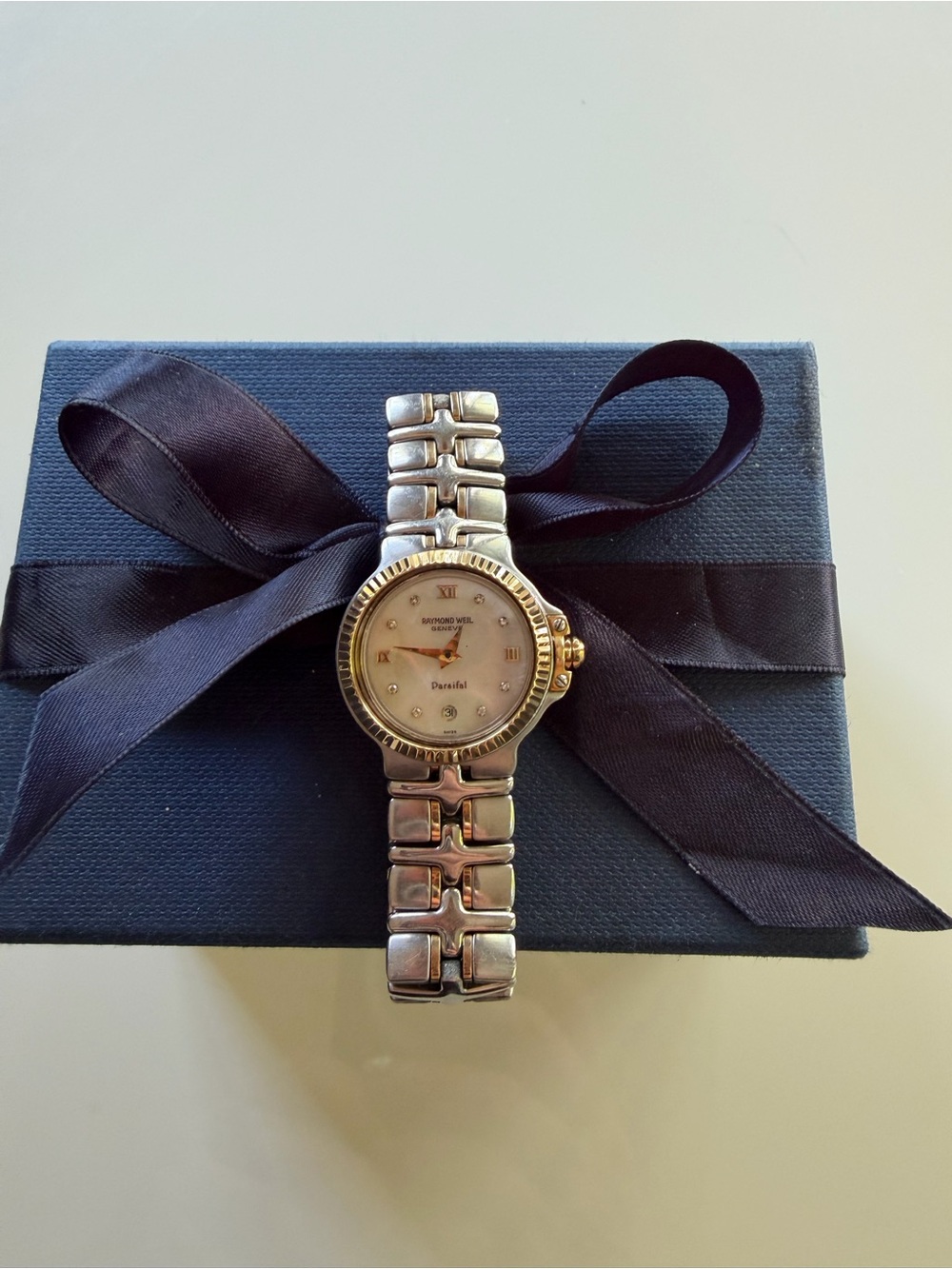 Raymond Weil Parsifal Two Tone Watch with Mother-of-Pearl Dial.